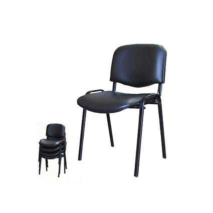 Silla fija 4 patas tapizada negro/a